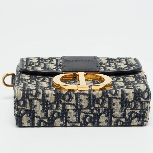 Dior 30 Montaigne Navy Blue Oblique Canvas Box Bag - Picture 6 of 7